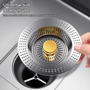 3-in-1 Stainless Steel Kitchen Sink Filter Sink Universal Sink Bounce Core Drainer Kitchen Sink Stainless Steel Sink Drain Skin Drain Strainer 3 1/2 Inch Drain Versatile Sink Accessory Efficient Drainage
