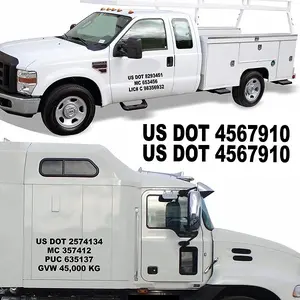 Set of 2 Custom USDOT US DOT Number Decals - add MC Company Name Location VIN CA or KYU Number - For Semi Trucks Tractor Tow Commercial Van Pick up Decal Sticker Graphic v2