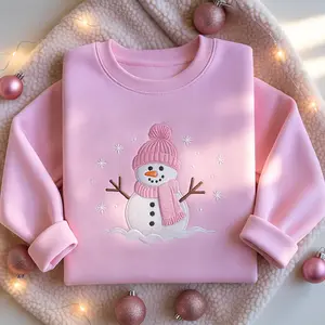 [MADE IN US] Embroidered Snowman Christmas Sweatshirt, Let It Snow Xmas Gift, Cute Holiday Shirt, Perfect Gift For Girlfriend, Family