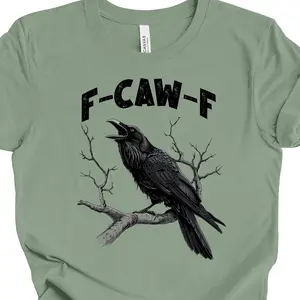 Black Bird Shirt, Funny Crow, F-Caw-F, Black Crow, Premium Soft Unisex Tee, Plus Sizes Available