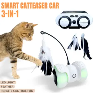 Smart Catteaser  Remote Control Electric Balance Car with  Rechargeable Colorful Lights Random Motion for Laser  Feather Fun  Light Feather Remote ContrCat Toy Interactive Chirping Cute Black Cat Plush with Witch Hat Bite Resistant Pumpkin ca safe cu Set