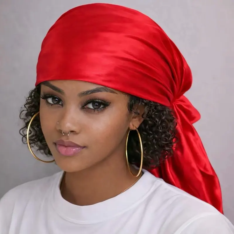 Satin Headscarf 90cm x 90cm - Haitian Vodou Inspired Elegance Mouchwa for Hair Protection & Style in Multiple Colors