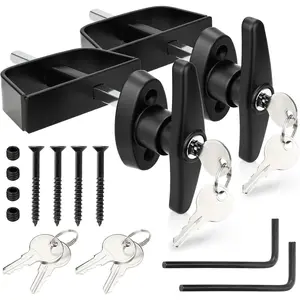 2 Pack 5-1/2 Inch Stem Shed Door T Handle Lock Latch with 8 Keys Hardware Set, Fits 4-1/2" Max Door Thickness for Storage Barn Camper RV Garage