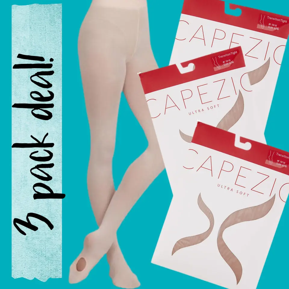 Capezio Ball Pink Ultra Soft Convertible Tights: 3 Pack Deal