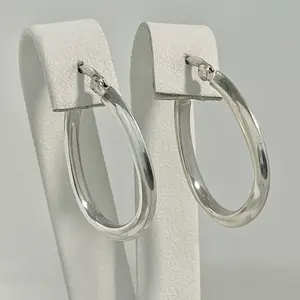 Sterling Silver 925 U-Shape Knife Edge Hoop Earrings