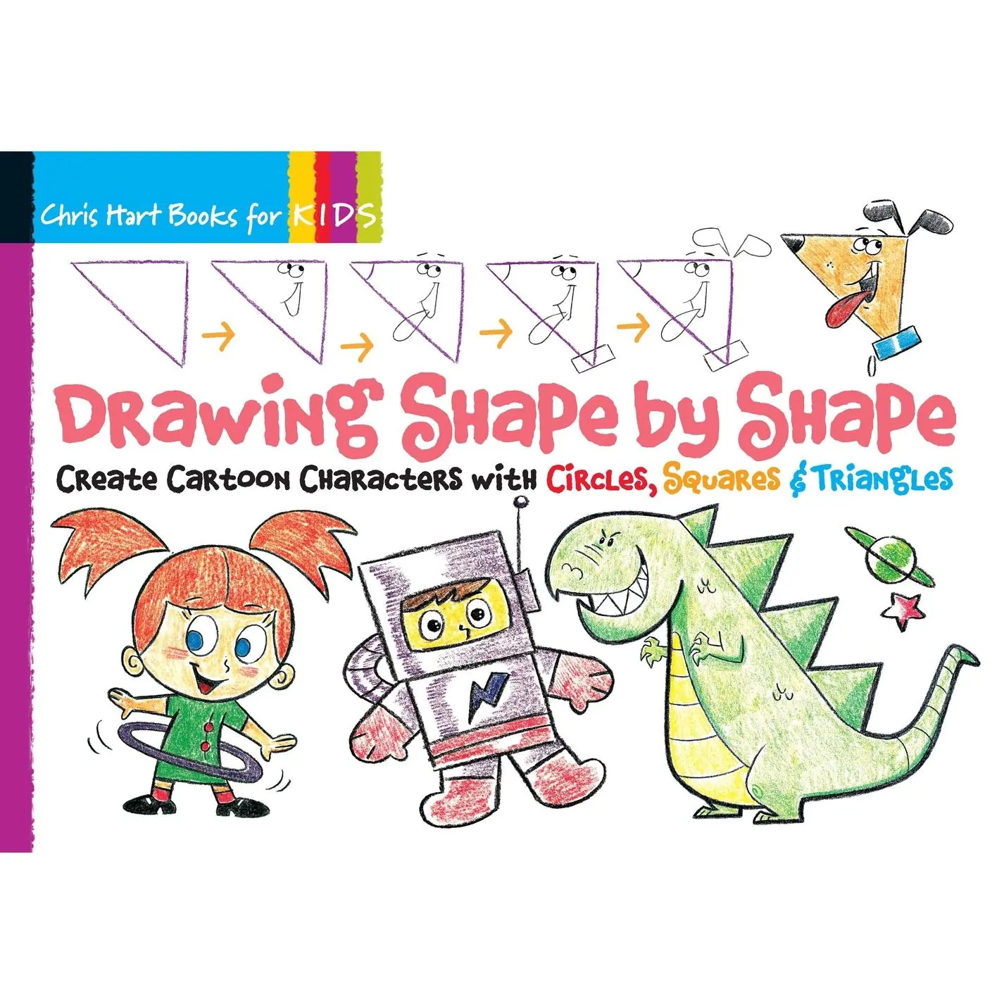 USED Book - Drawing Shape by Shape: Create Cartoon Characters with Circles, Squares & Triangles, Easy How to Draw Dogs, Cats, Horses, Monsters, Robots, an by Hart, Christopher (Spiral-bound) - english