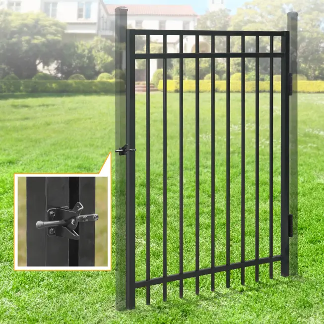 Fencer Wire Heavy Duty Flat Top Fence Gate, 5FT Height x 4FT Width Outdoor Fence Gate, Outdoor Anti-Rust Metal Steel Gate for Fencing Barrier, Decorative Garden Gate for Residential, Yard, Pool, Patio, Pack of 1/5/10