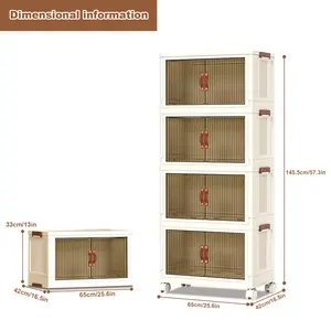 4 Tier Stackable Storage Bins With Lids  Stackable Storage Bins With Wheels And Magnetic Doors  4 Pack Cubes Plastic Collapsible Storage Bin Containers For Living Room Home Decor Organiser