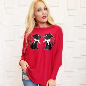 Women's Kitty Sweater Top - Soft and Cozy Knitwear Womenswear Comfortable Casual