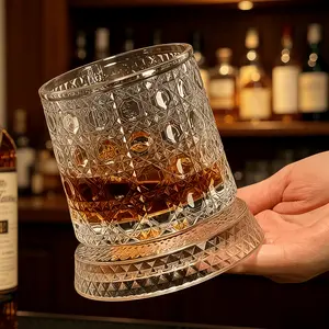 Luxury 360° Rotating Crystal Glass with Built-in LED Lighting, Glassware Drinkware Barware, Premium Stress-Relieving Gift for Bar Enthusiasts