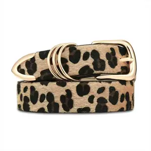 Women Leopard Print Belt for Dresses & Jeans Suede with Gold Buckle - Stylish and Versatile Women Leopard Print Belt for Dresses & Jeans Suede with Gold Buckle - Stylish and Versatile