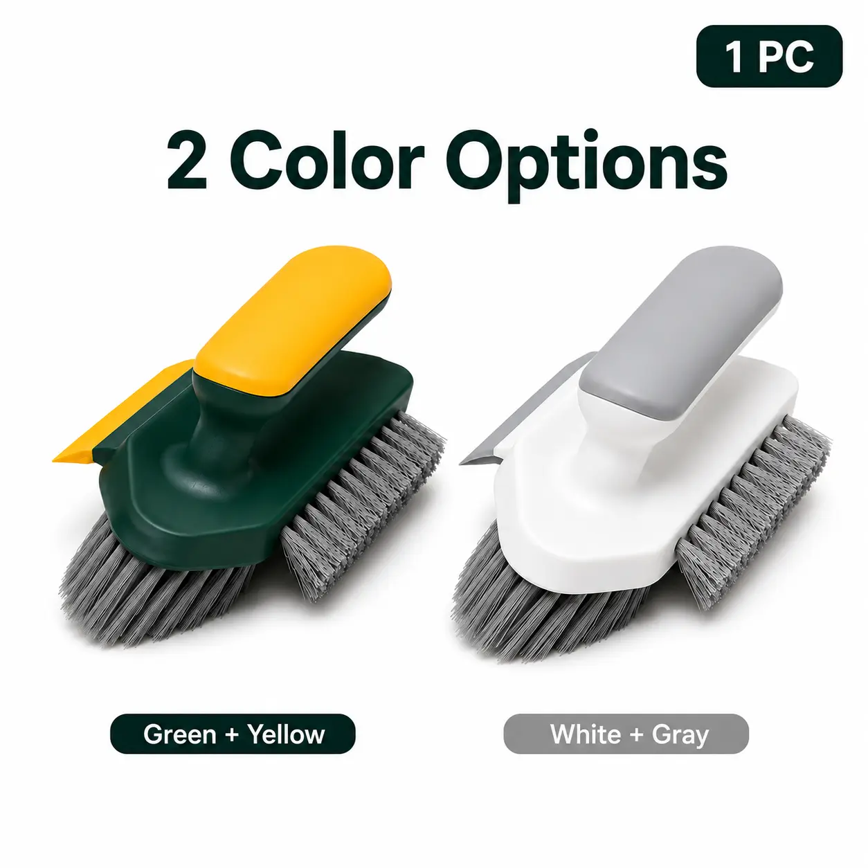 2-in-1 Dual Head Crevice Cleaning Brush with Scraping Edge - Hard-Bristle Grout Cleaner for Clean Grout Tile, Sink Edges, Bathroom Deep Cleaning (Sports & Outdoor Accessories)