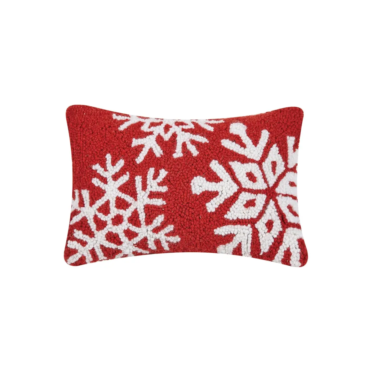 8x12 in. Wool-Cotton Snowflake Hook Pillow - Festive Charm Addition for Home Interiors