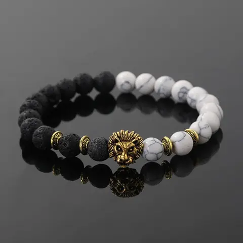 Unisex Elegant Lion Head Design Bracelet, Fashionable Crystal Beaded Bracelet for Party, Daily Decor, Trendy All-match & Exquisite Jewelry for Birthday Gift, Crystal Bracelets, Fashion Wrist Jewelry, Beautiful Bracelets