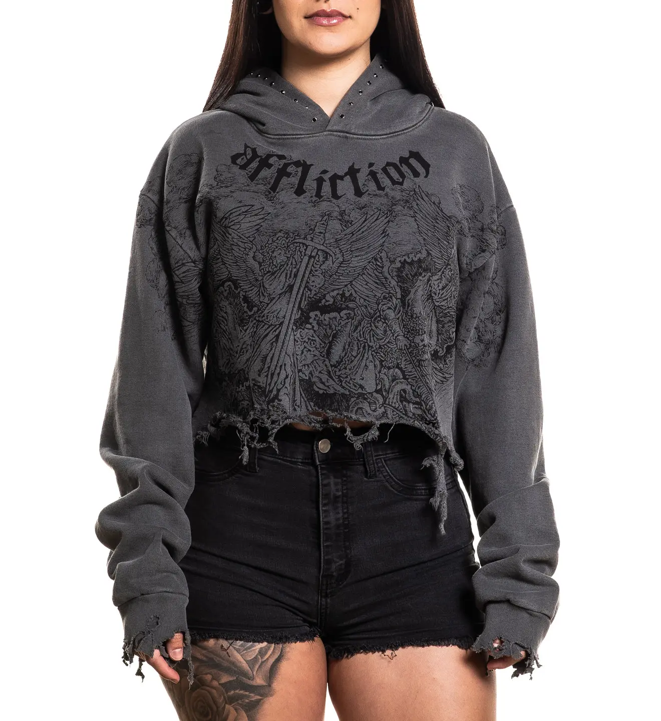 Affliction Women's Crop Hoodie Angels Affliction Women's Crop Hoodie Angels