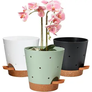 Orchid Pots with Holes, 6 Inch Self Watering Orchid Pot 3 count Plastic Plant Pots for Orchid, Flower (Multicolor)