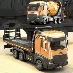 Alloy Flatbed Tow Truck Toy, Multi-Jointed Moveable Engineering Car, Friction Powered Transport Trailer, Realistic Rescue Roadside Assistance Model, Rescue Vehicle Model