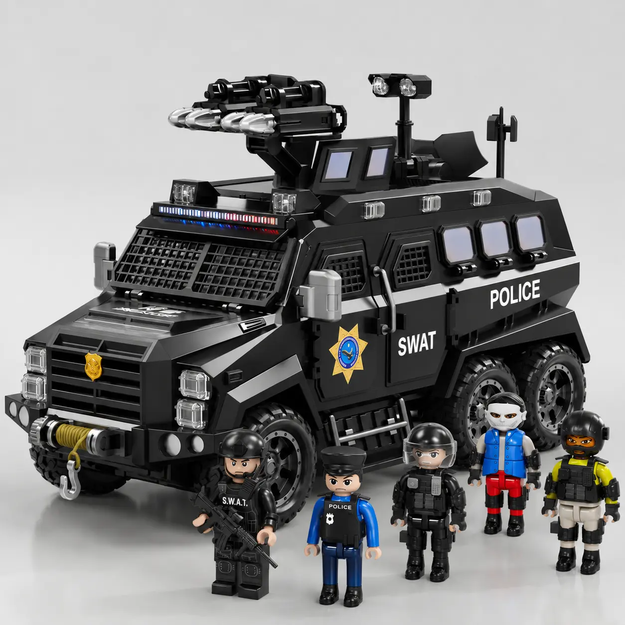 Special Police Armored Vehicle Building Block Toy for Boys 6+,Equipped with 6 Police and Villain Minifigures,Exciting Police Role Play,Wonderful Birthday Present for Daily Indoor Battle Pretend Play Fun,Military Special Forces Educational Assembly Kit