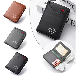 Leather Credit Card Purse Small Wallet For Harley Davidson Softail Sportster VRSC Touring X48 883 1200 Street Glide Accessories