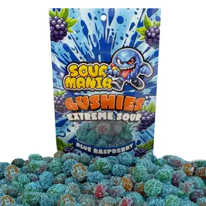 SourMania Gushies Extreme Sour Gummy Candy, Super Tangy Flavors, 6 oz Bag Blue-Raspberry