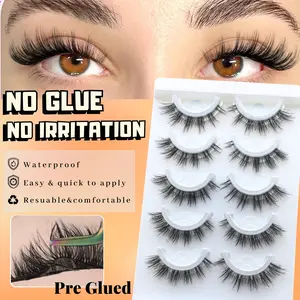 Self-Adhesive False Eyelashes No Glue Needed Pre-Curled Reusable Natural Voluminous Easy to Wear Gift Strip Beginner Friendly