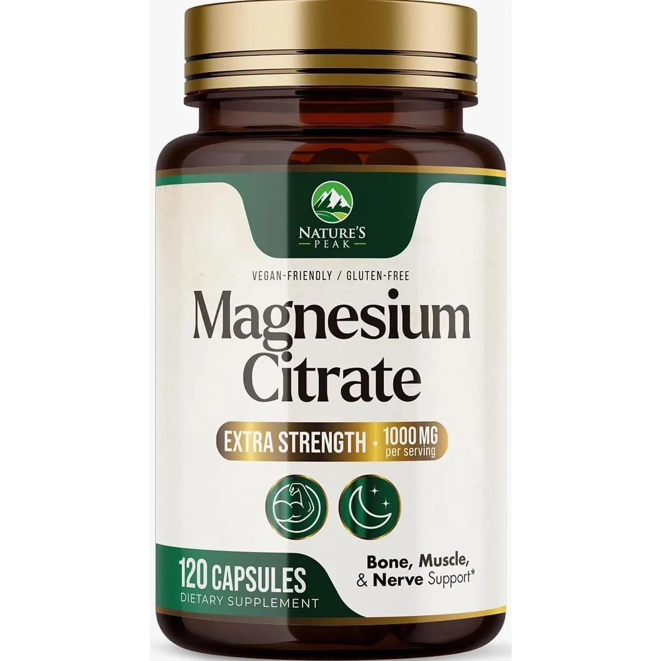 Magnesium Citrate 1000mg - High Absorption Magnesium Supplement Supports Muscle, Bone, Nerve & Heart Health - Extra Strength Magnesio Complex Pills - Non-GMO, Premium Energy Formula - 120 Capsules