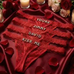 Taniri Personalized Name Thong Panties for Women, Custom Rhinestone Underwear, Soft Stretchy Flattering Fit, Sparkling Lettering Womenswear, Valentine's Day Gift, Anniversary Gift, Unique Bridal Shower Present