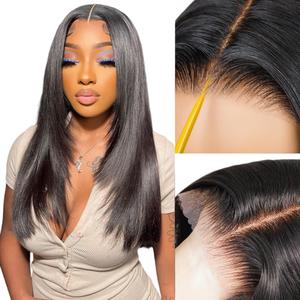 Teslal Hair Glueless Synthetic Layered Cut 6x6 TPart Lace Front Wig Wear And Go Pre Plucked Pre Cut Straight Wig Natural Hairline with Tiny Knots Premium Fiber #SummerVibes