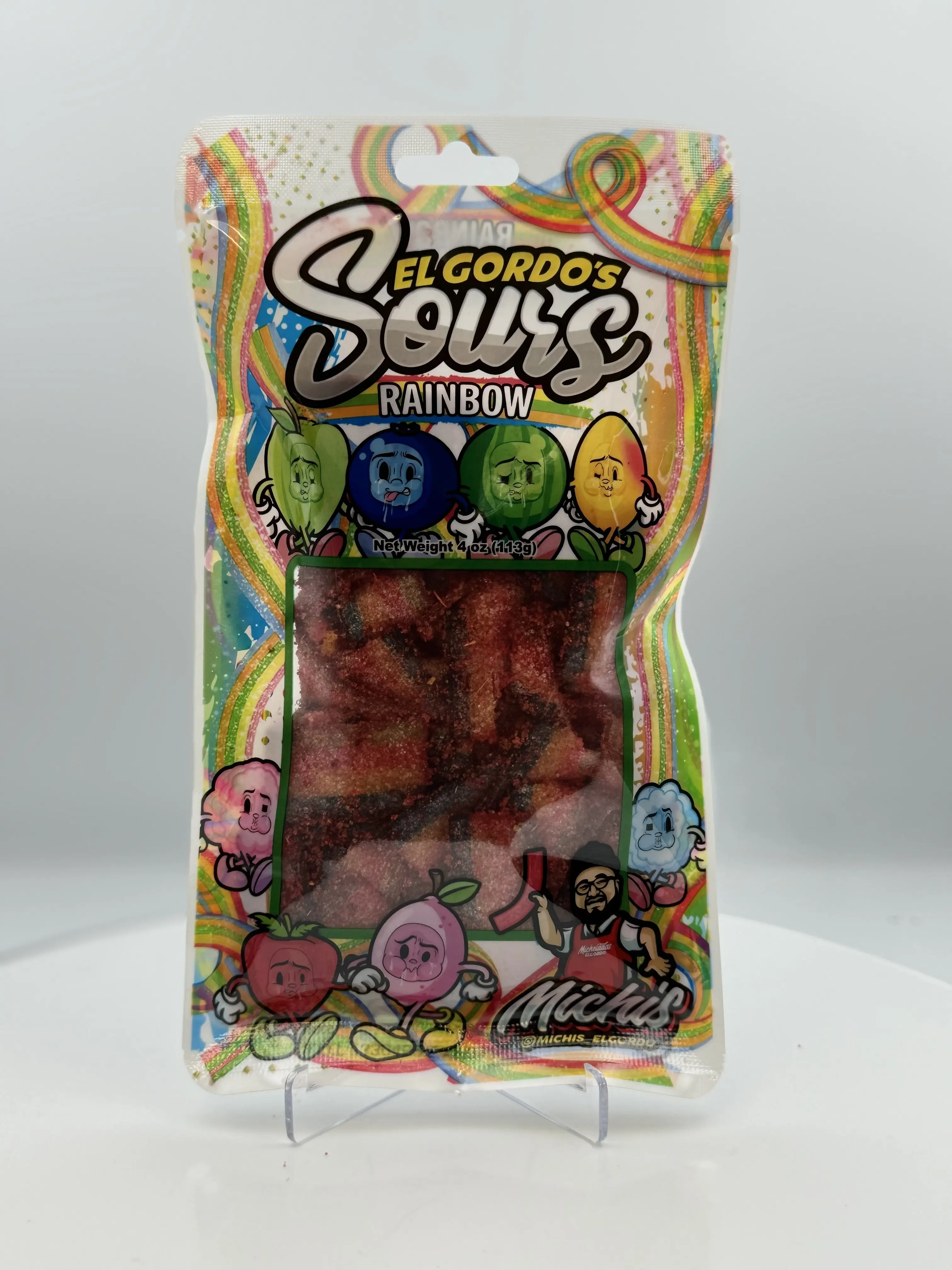 MICHIS EL GORDO CHAMOY RAINBOW SOURS, 4 OUNCES Snack Sweet TANGY SWEET