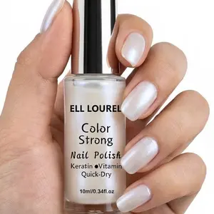 ELL LOUREL Nails Salon'S Cool-Toned Pearlescent White Nail Polish Shimmer Manicure Is Transparent And Brightening, Does Not Turn Gray, Has Good Flow Properties, And Leaves No Brush Marks. It'S Clean And Fresh for Spring And Summer