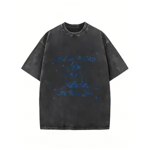 Men'S Dark Grey 230G Pure Washed Short Sleeve T-Shirt Funny Raccoon Opossum Graphic Print Vintage Streetwear Casual Top for Parties Outdoor Daily Wear