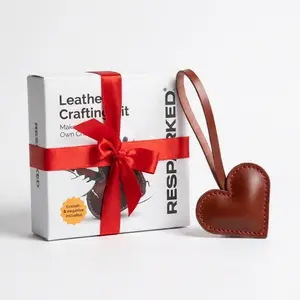 RESPARKED Heart Charm Kit - Real Leather Craft Kit with Pre-Cut Pieces & Snap Closure for Bag Keys or Gifts
