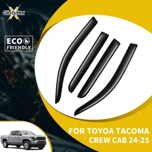 Tape-On Outside Window Visors Sun Rain Guards Vent for Toyota Tacoma Crew Cab 4-Door 2024-2025, Mount Wind Deflectors, 4PCS