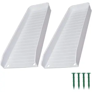 Gutter Downspout Splash Block,16.3"Drain Gutter Guard Diverter,Gutter Downspout Extensions for Water Drainage, Fixable Down Spout Drain Trays,Drainage to Protect House Foundations (2PC White)