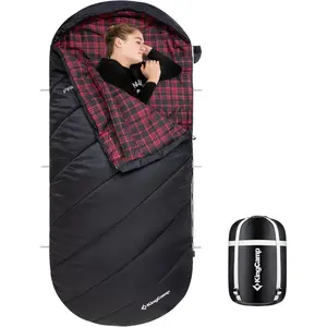 KingCamp Quilted Sleepbag for Big & Tall Adults - Cold-Weather Extra-Wide XL, Space Capsule Design with Diagonal Quilting, Soft Flannel, Waterproof Portable for Camping, Backpacking