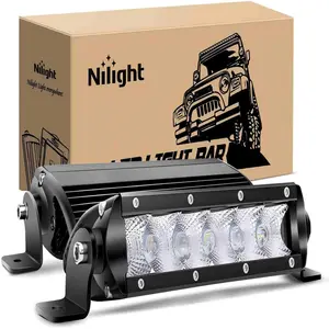 Nilight Super Slim Single Row LED Light Bars - 2PCS 7in 30W Power Aluminum Floodlights, Off Road Accessories with High-Low Adjust & Mount Kit, 3600LM Driving Fog Lights for Off-Road Vehicles