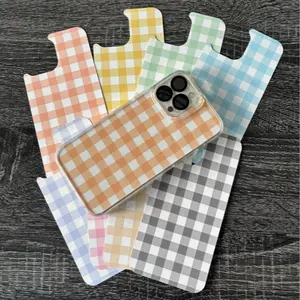 Plaid Clear Phone Case Insert - Custom Cardstock Skin for iPhone with Colorful Patterns and Versatile Design