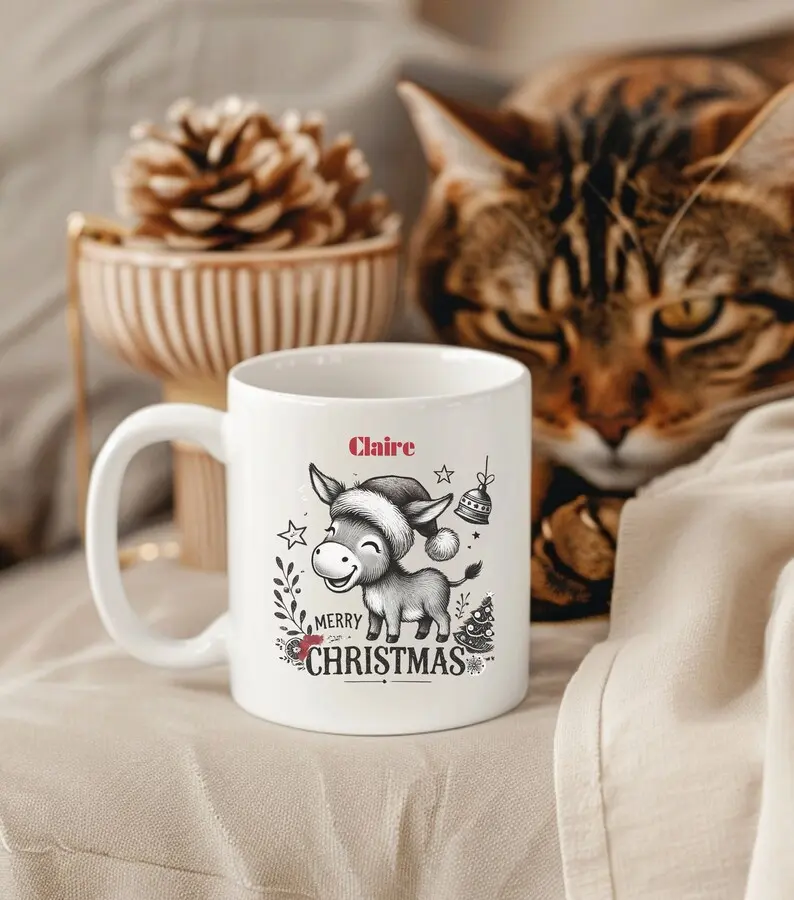 Christmas-themed ceramic mugs for gifts- Set of 2 Coffee Mugs, Personalized Christmas mugs with names, Cute Christmas mugs for winter drinks
