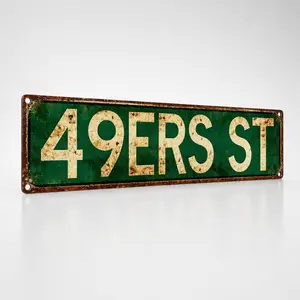 49ERS ST Vintage Street Sign Metal Wall Decor 4x16 Inch, Retro Rustic Number Sign for Man Cave Garage Bar Porch Home Gift, Funny Birthday Decor outdoorfun