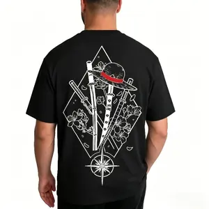 Japanese Anime Zoro Swords T-Shirt Men Women Funny Cartoon Graphic Tees Oversized Cotton Casual Streetwear