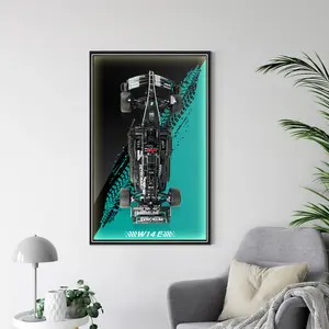 【Car Not Included】Display Wallboard for Lego Technic Mercedes-AMG 42171 Race Car with LED Light, Compatible with Lego Car Display, Gift Ideas for Lego Car Wall Mount Lover, Only Frame