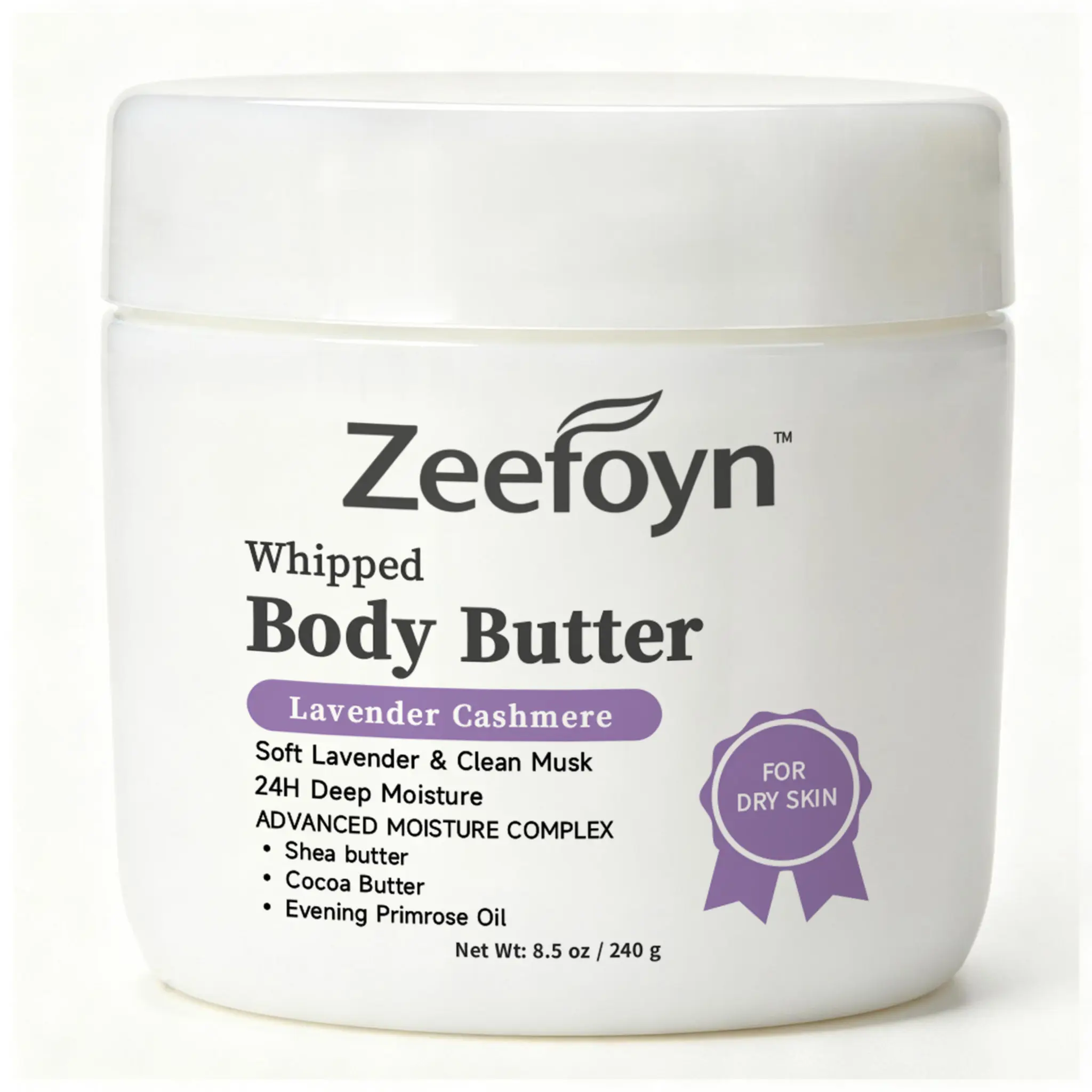 Cashmere Whipped Body Butter for Dry Skin - Lavender Cashmere - | With Shea Butter & Cocoa Butter Body Deep Moisturizer Hydration | Lavender scented for Night Calm Skin Care- 8.5 oz