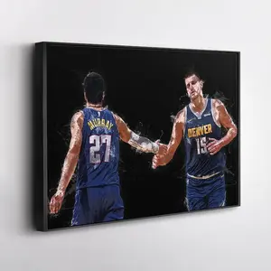 [No frame] Jamal Murray & Nikola Jokic Denver Nuggets Poster, Wall Art, Framed Basketball Poster, Gift for Nuggets Fans