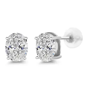 Gem Stone King 3.00 Cttw Oval Cut 14K White Gold IGI Certified Lab Grown Diamond Stud Earrings |  | F-G Color | VS Clarity | Gold Earrings For Women Men