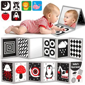 Black and White High Contrast Baby Flash Cards Tummy Time Mirror Newborn Toys Infant Stimulating Sensory Toy for 0-6 Months Brain Development Baby Shower Easter Gifts