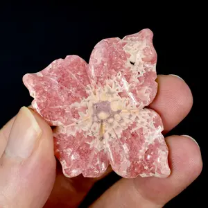 50mm Genuine Rhodochrosite Carved Crystal Crystal Flower, Argentina f17