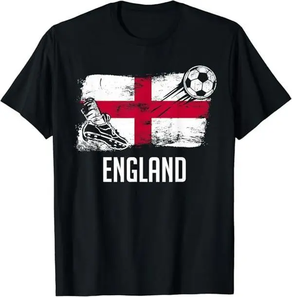Men's England Graphic T-Shirt, Casual Short-Sleeve Crew Neck Top in 100% Soft Cotton, Moisture-Absorbing for Sensitive Skin, Tshirt, Shortsleeve, Sports, Natural, Moisture Absorb, Round Neck, Athletic