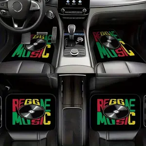 4pcs, Reggae Style Rasta Color Style Pattern Rubber Mat, Front& Rear Full Coverage Auto Interior Additions, Crystal Velvet Vehicles Floor Mats Suitable for Sedans, Vans, Suvs, Elegant Vehicle Decor