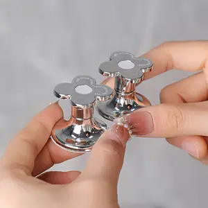 2-Pack Electroplated Silver Color Flower-Shaped Toilet Flush Button, Luxurious Water Tank Switch Auxiliary Protector, Cabinet Door Handle, Bathroom Accessory