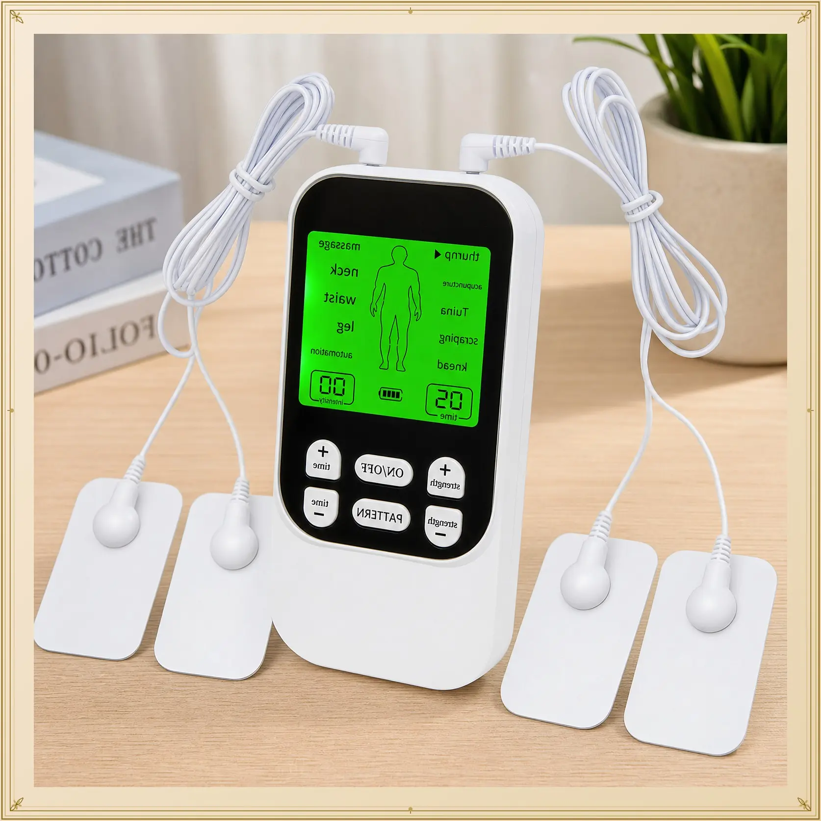 EMPTAN Tens Unit Muscle Stimulator, 10 Modes 4 Pads Rechargeable Pain Relief Therapy Device